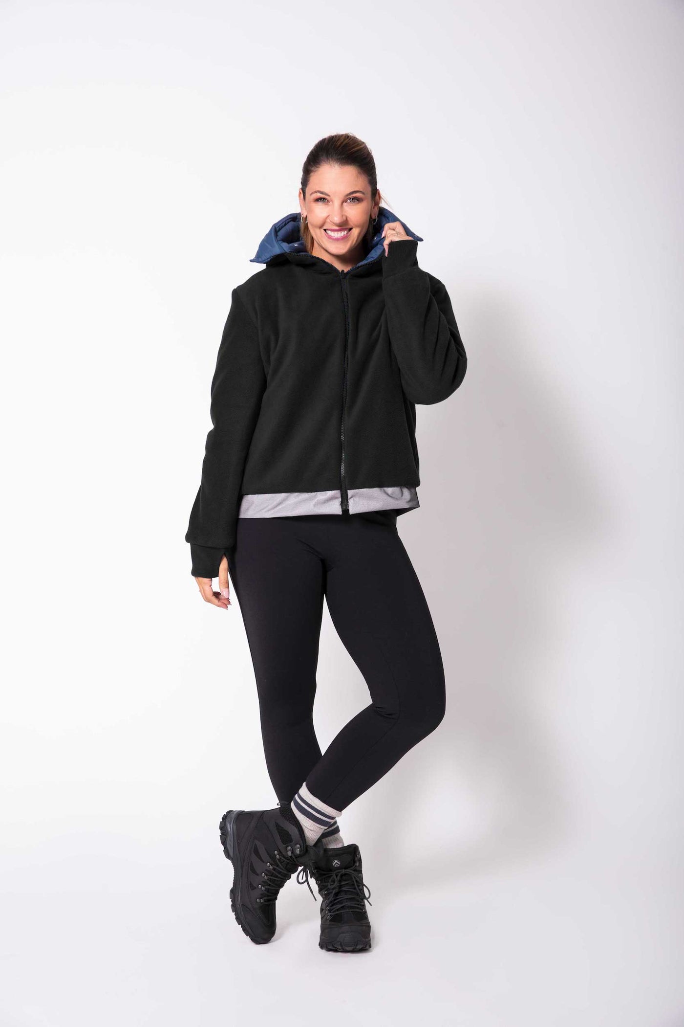 Moov Activewear Hauts Le Hiker (noir) - Manteau d'hiver doublé réversible